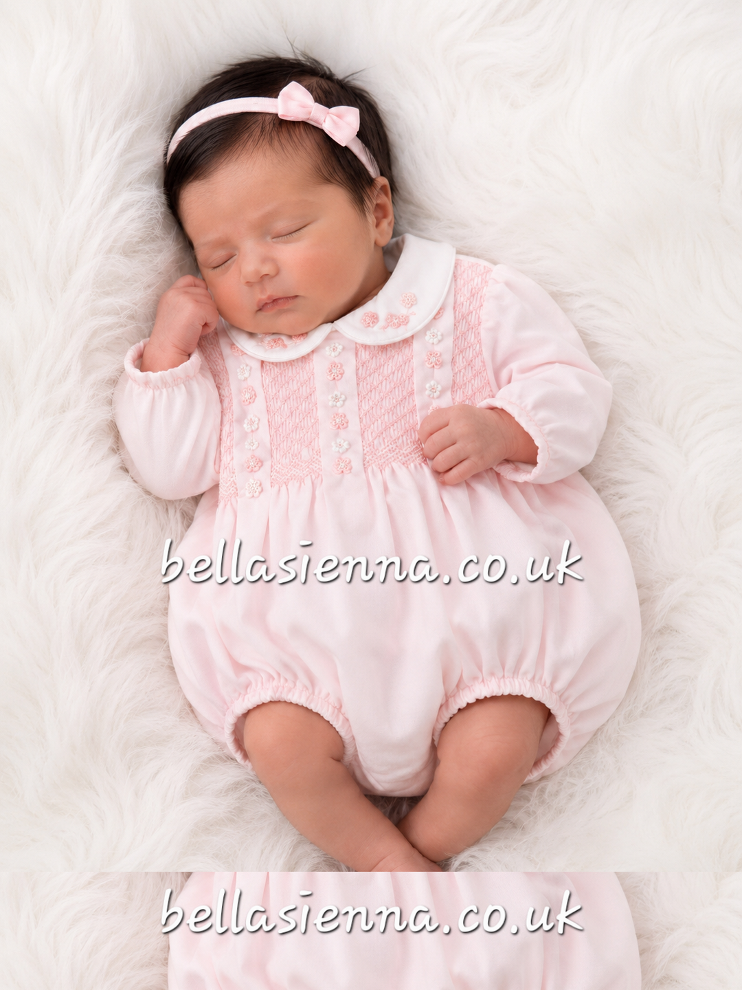 Sarah Louise Baby Girls Pink Hand Smocked Bubble Romper - 013922