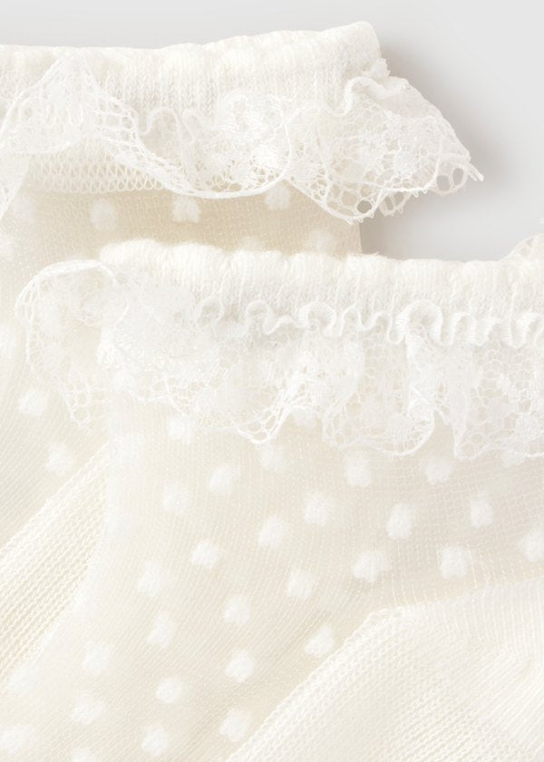 Mayoral Ivory Plumetti Frilly Socks - 10139