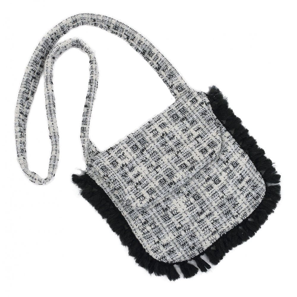 Calamaro Girls Black & White Tweed Hand Bag - 80006