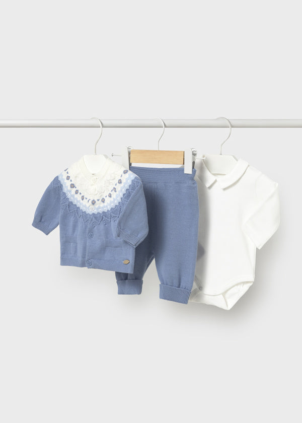 Mayoral Baby Boys Three Piece Knitted Trouser Set - 2570 - Nube