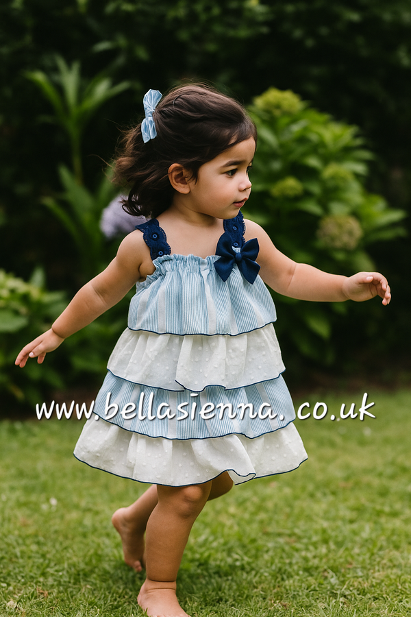 Cuka Blue, White & Navy Dress - 80170 - Summer