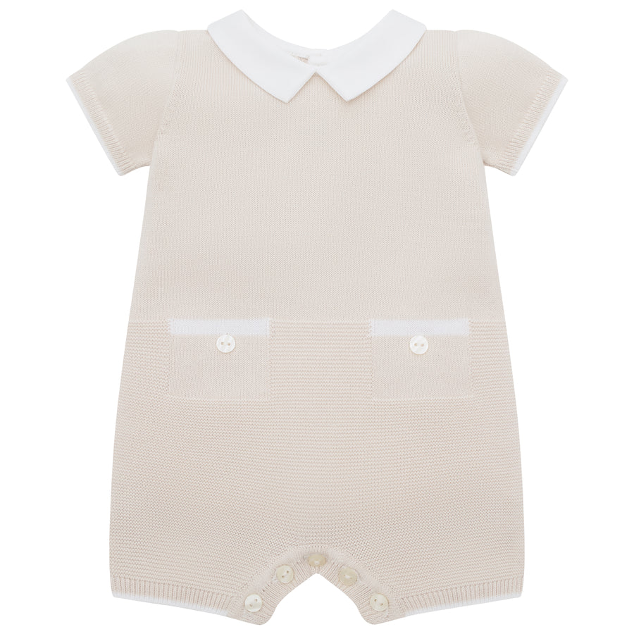 Emile et Rose Boys Beige Knitted Romper - Logan