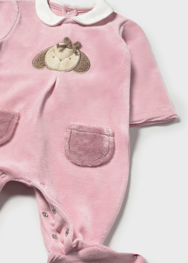 Mayoral Baby Girls Pack Of Two Velour Babygrows, All In One, Sleepsuit - 2702