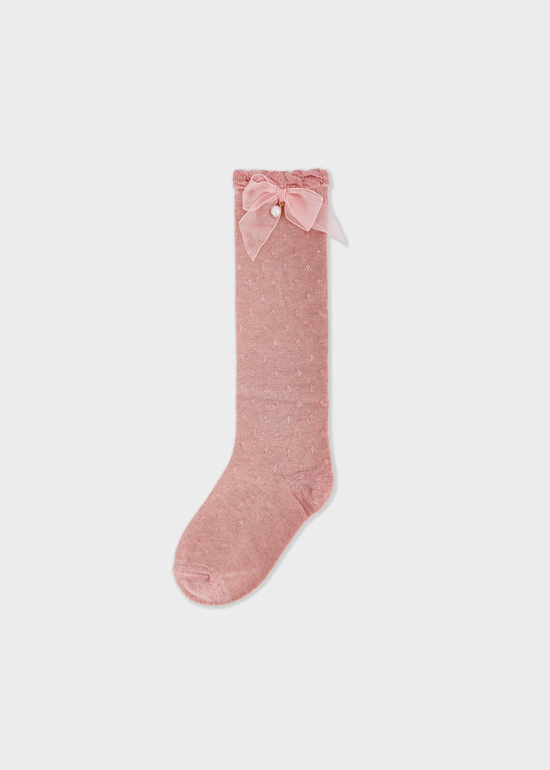 Knee High Bow Socks - 74- Dusky Pink - 10290