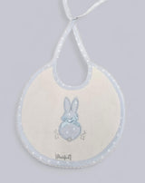 100% Cotton Baby Blue Unisex Embroidered Bunny Rabbit Bib