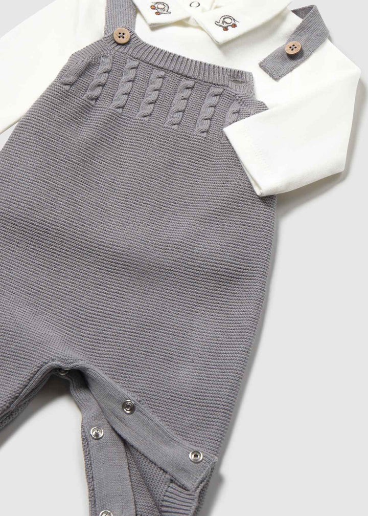 Mayoral Baby Boys Three Piece Knitted Dungaree, Top & Cardigan Set - 2609