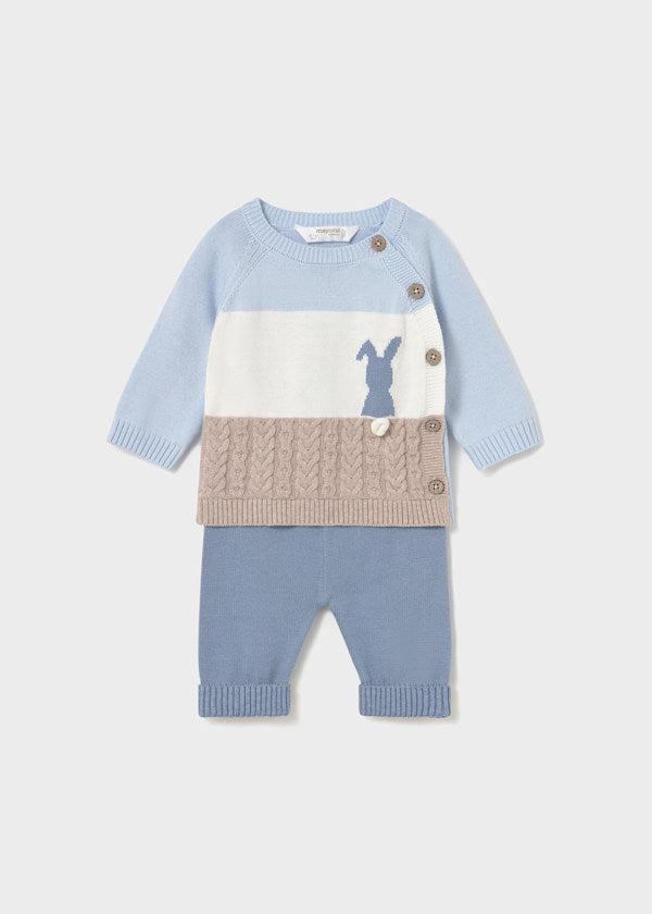 Mayoral Baby Boys Two Piece Bunny Rabbit Knitted Jumper & Trouser Set - 2569 - Nube