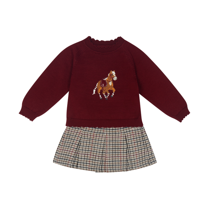 Deolinda Girls "BALMORAL" Houndstooth Skirt & Jumper Set - DBI26612