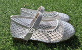 Sevva - "Freya" Ivory Sheer Mary Jane Shoes With Sparkle