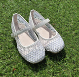 Sevva - "Freya" Ivory Sheer Mary Jane Shoes With Sparkle