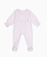 Deolinda "SUPERSTAR" Pink Velour Teddy Bear Diamante All In One Babygrow, Sleepsuit - DBI25112