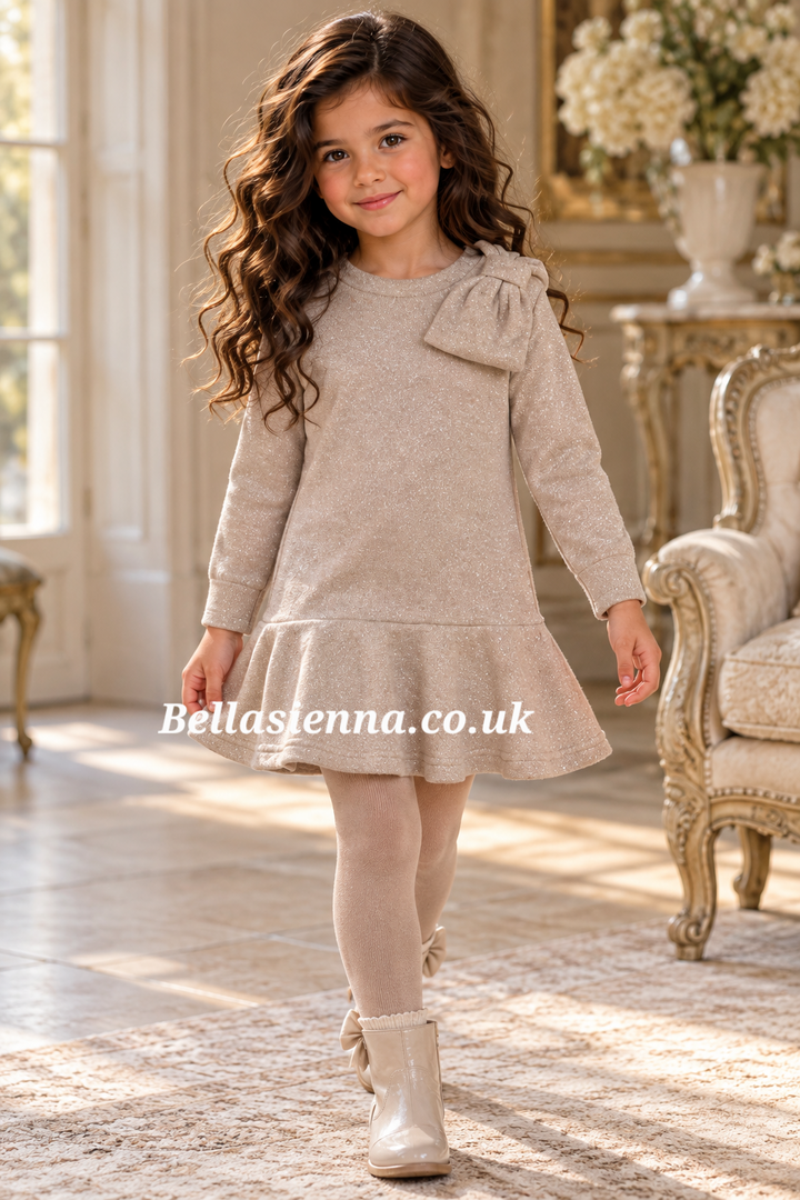 Mayoral Girls Sparkly Knitted Bow Dress - 4991
