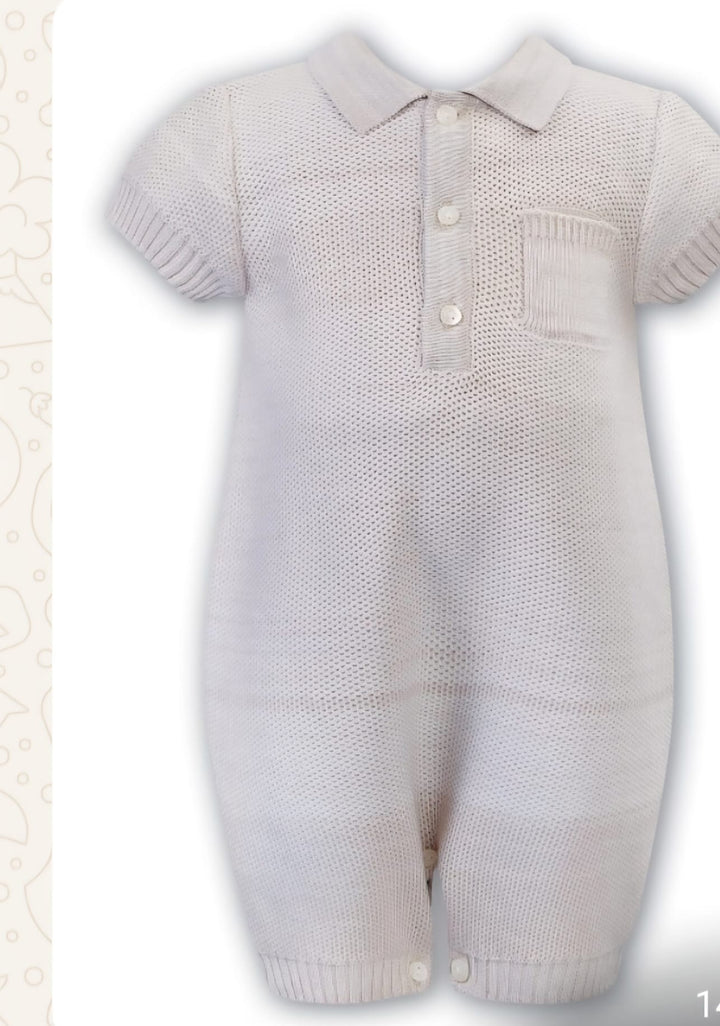 Sarah Louise Boys Beige Knitted Romper -008157