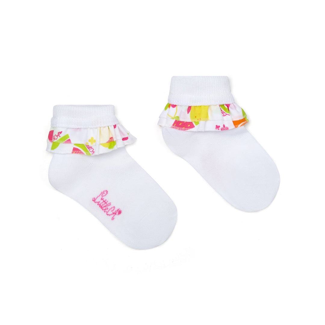 PRE - ORDER - Little A - "CUTIE FRUTTI" - LA26210 Poppy - Fruit print clips frill ankle socks