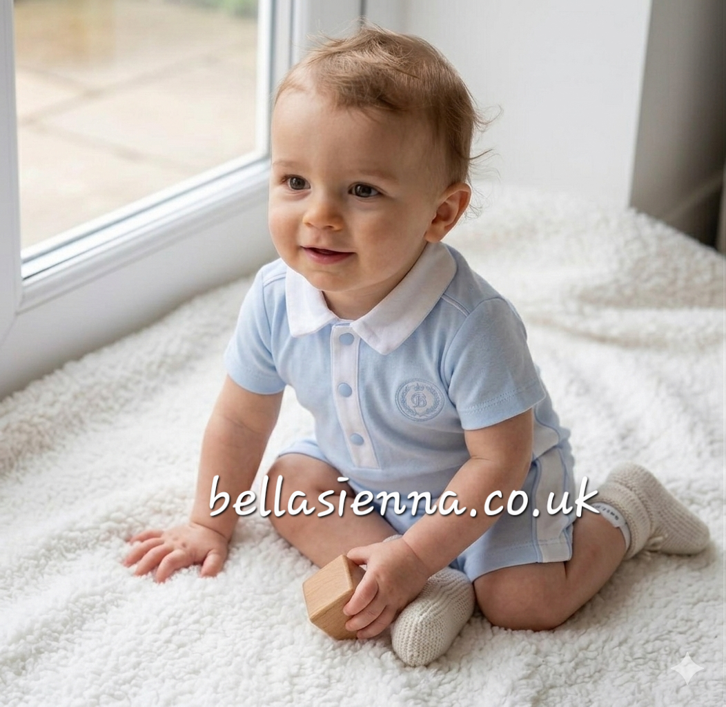 Blues Baby Boys Blue & White Romper - BB3027