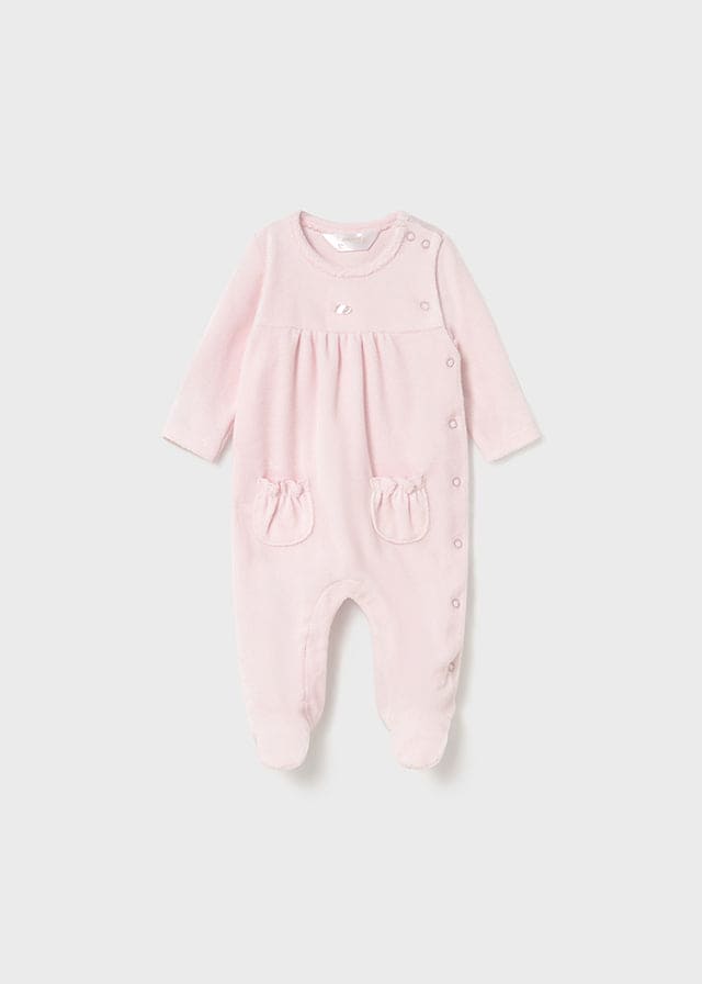 Mayoral Baby Girls Pink Velour Sleepsuit - 2706 - Rosa Baby