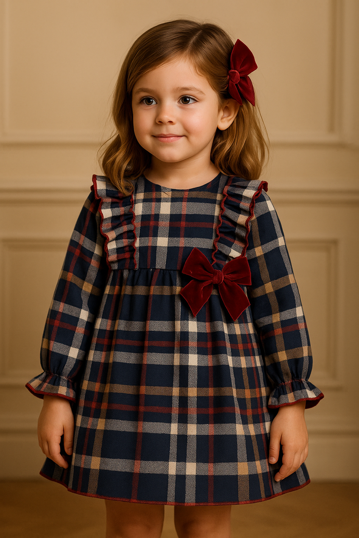 Calamaro Burgundy Check Dress - 21249