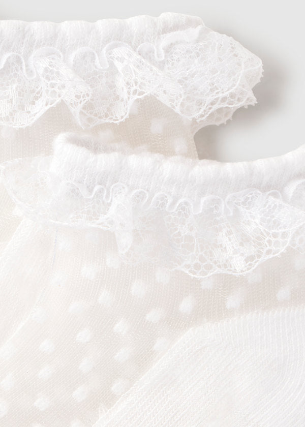 Mayoral White Plumetti Frilly Socks - 10139