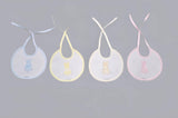 100% Cotton Unisex Ivory & Beige Embroidered Bunny Rabbit Bib