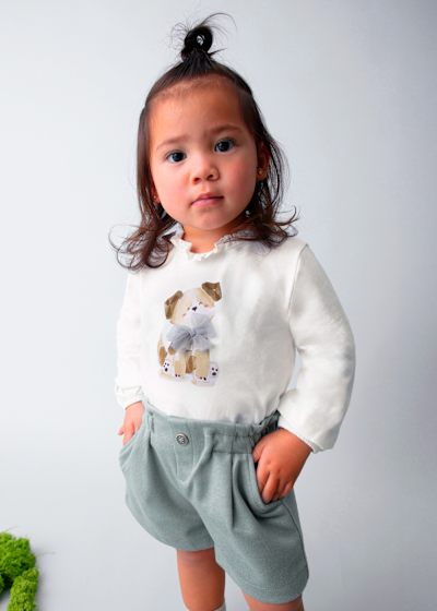 Mayoral Girls Doggy Top & Shorts Set - 2075 & 2261 - Blue Bell