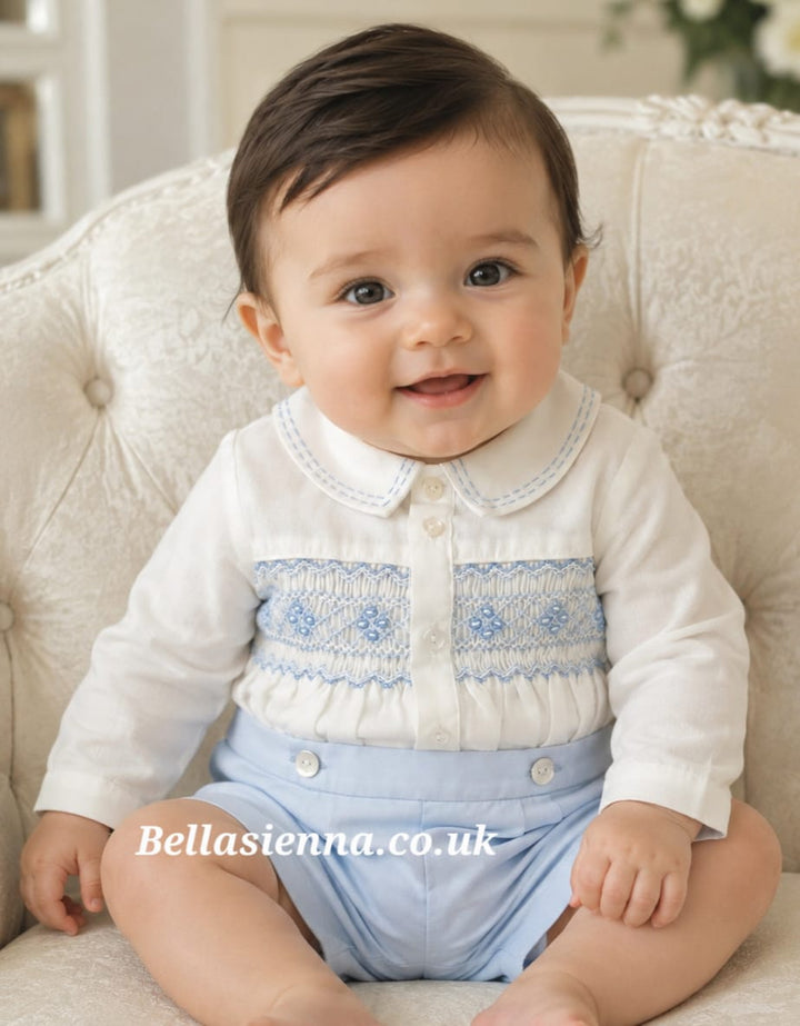 Sarah Louise Boys Blue Hand Smocked Suit - 013979