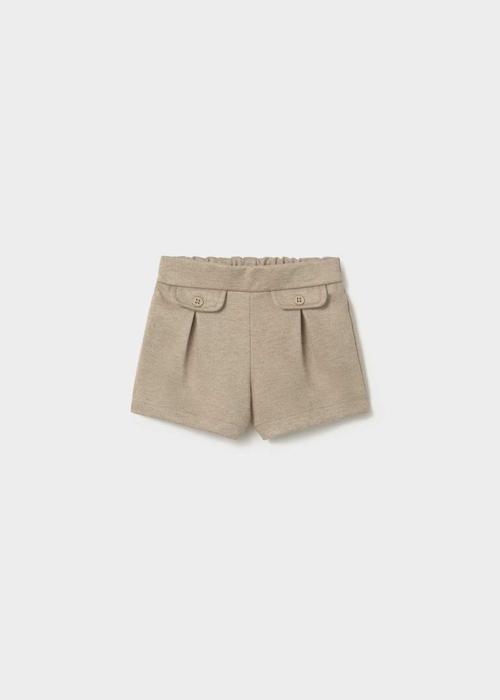 Mayoral Girls Cream & Beige Super Soft "Teddy Bear" Jumper  & Beige Twill Shorts - 2383 & 2202