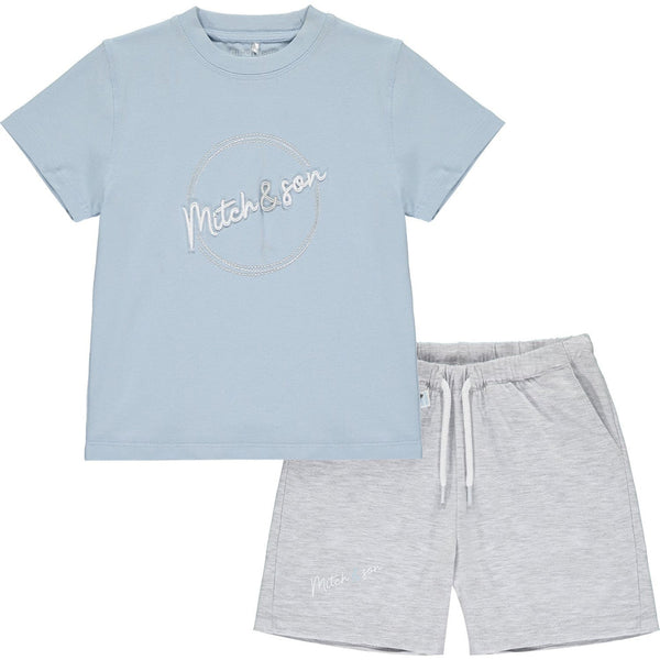 Mitch & Son Circle Signature Jersey Shorts & T-shirt Set - Pale Blue - MS22109 - ANTON