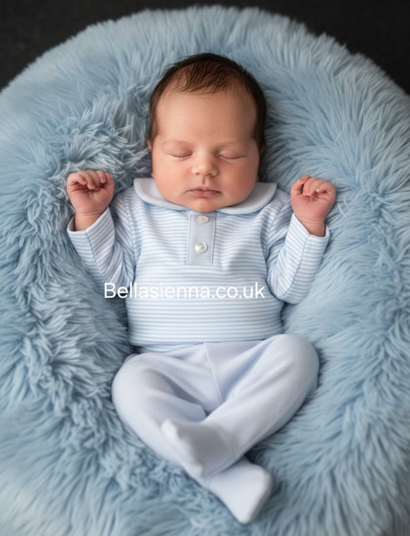 Boys Blue & White Striped Two Piece Set - MOD 113