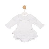 Mintini Baby Top & Bloomer Dungaree Set In White - MB6544