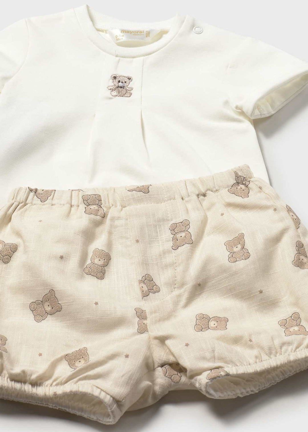 Mayoral Baby Boys Beige & White Teddy Bear Two Piece Set - 1724