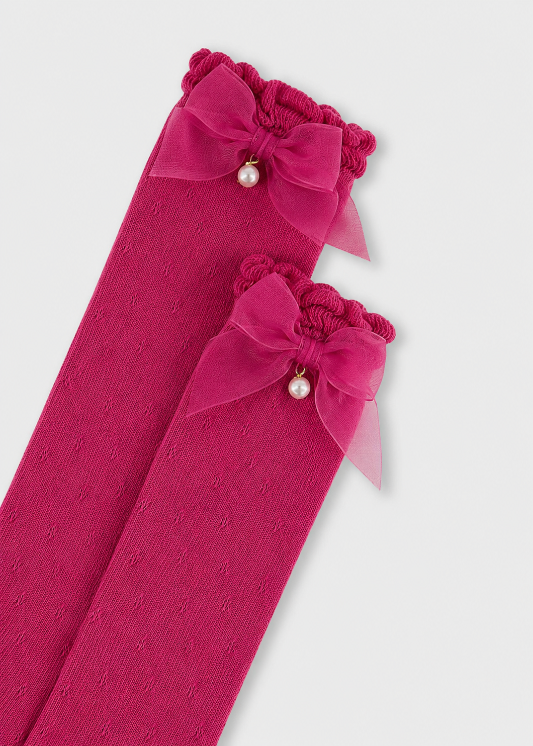 Knee High Bow Socks - 76- Raspberry - 10290