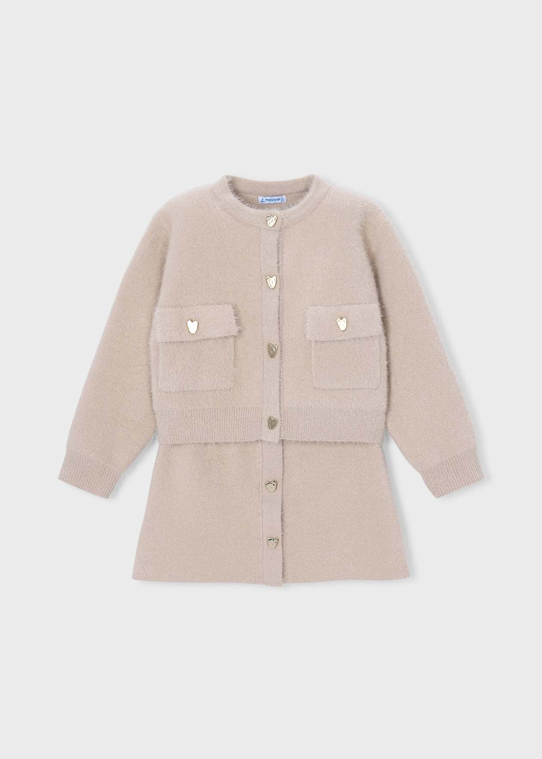 Girls Beige Fluffy Skirt Set - 4935