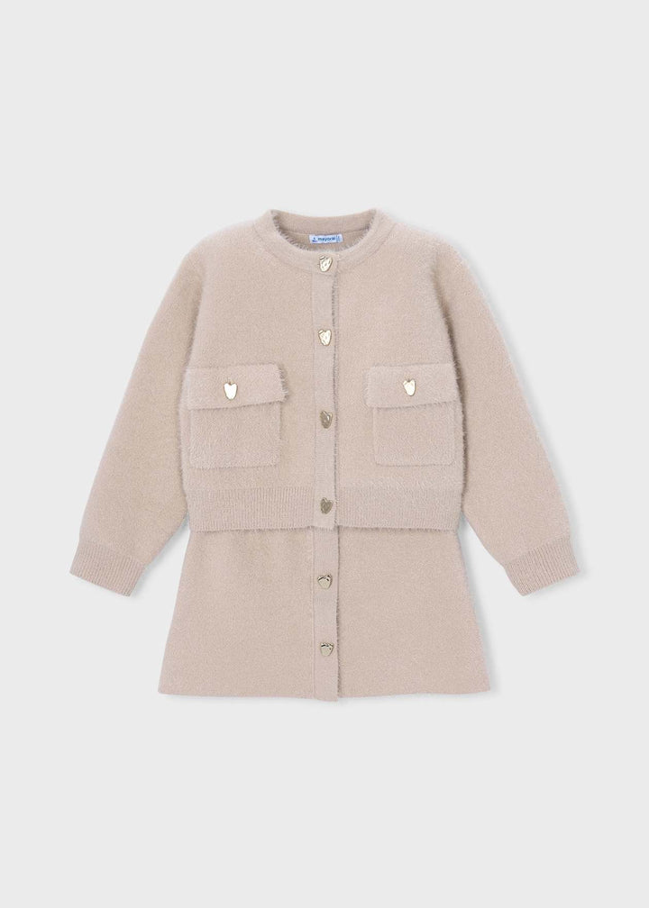 Girls Beige Fluffy Skirt Set - 4935