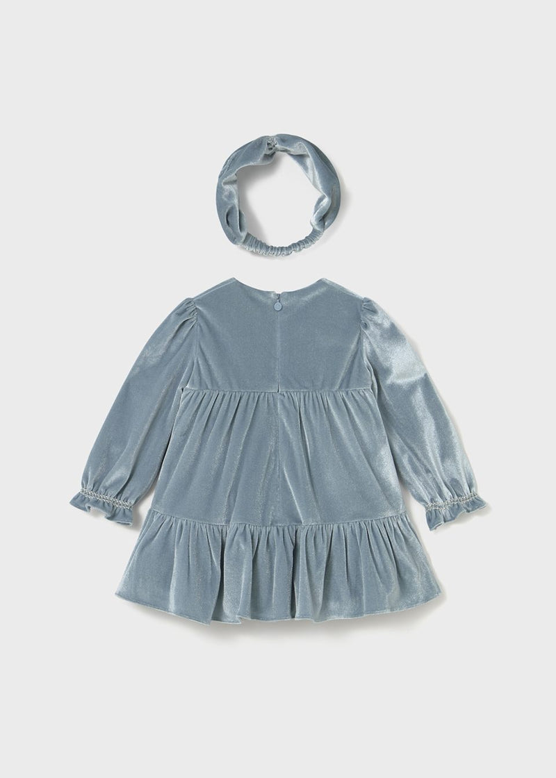 Mayoral Girls Bluebell Velvet Dress & Headband Set - 2904