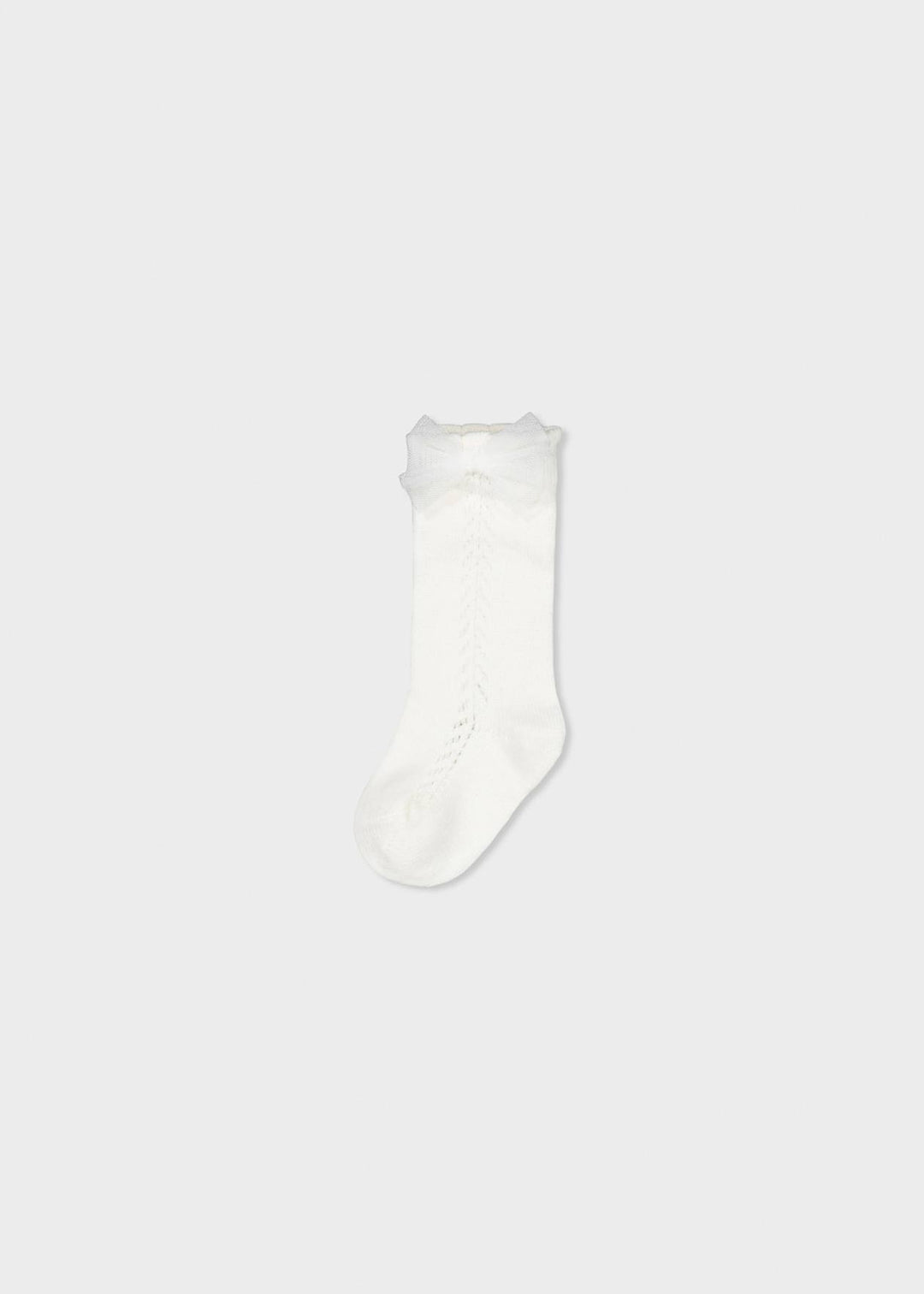 Knee High Bow Socks - 23 - Natural - 10252