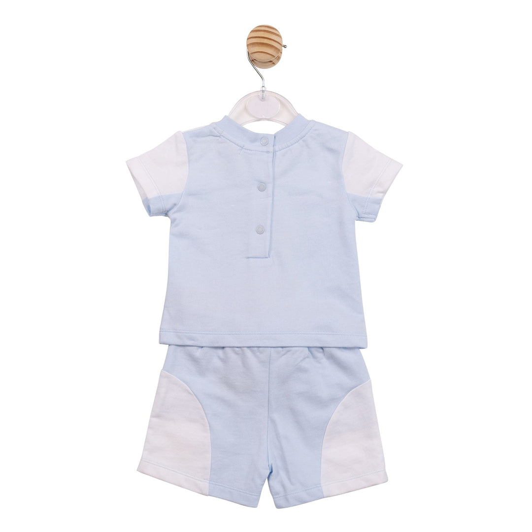 Mintini Baby Boys Blue & White Logo Shorts Set - MB7007