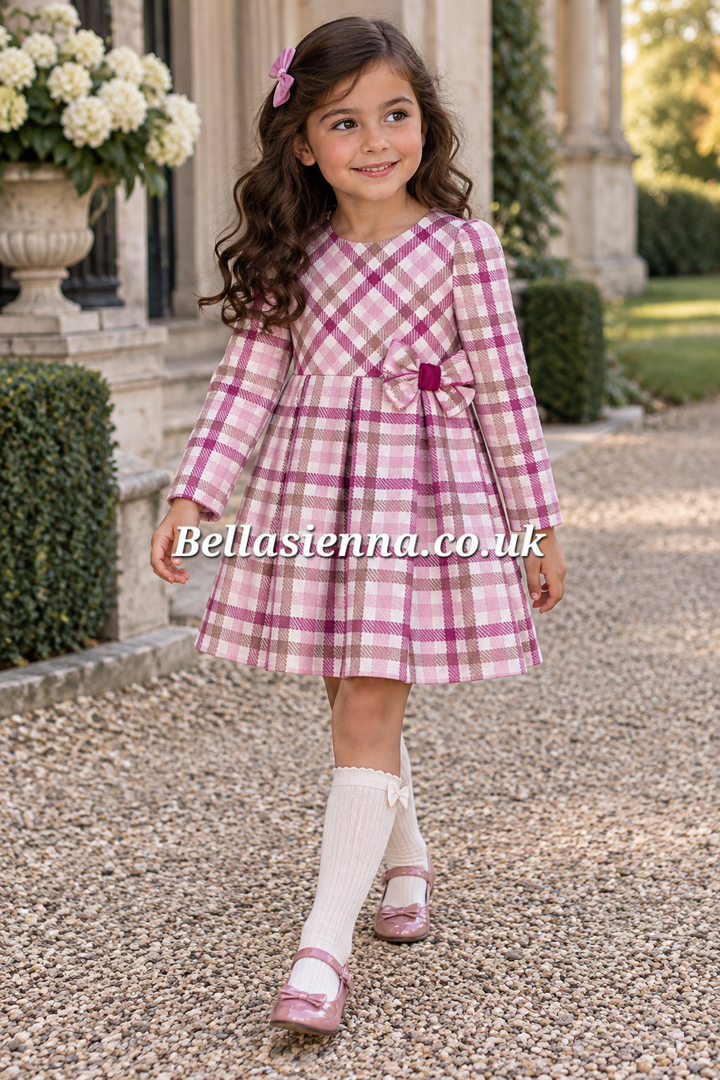 Mayoral Girls Plaid Dress - Rose Pink - 4914
