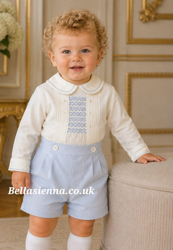 Sarah Louise Boys Blue Hand Smocked Suit - 013912