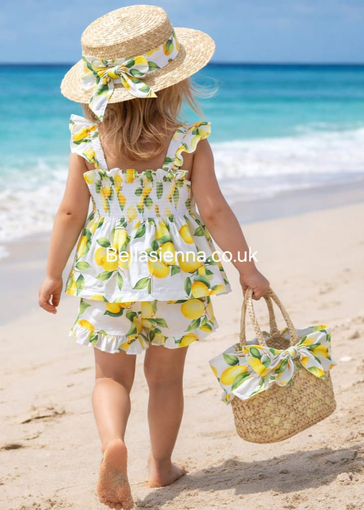 Deolinda Lemon Print Girls Two Piece Shorts Set - DBV26754
