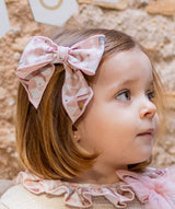 Calamaro Girls Peachy Pink Circus Theme Hair Bow Bow To Match 21305 - 77109