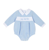 Deolinda "BRIAN" Blue Corduroy Smocked Train Romper - DBI25513