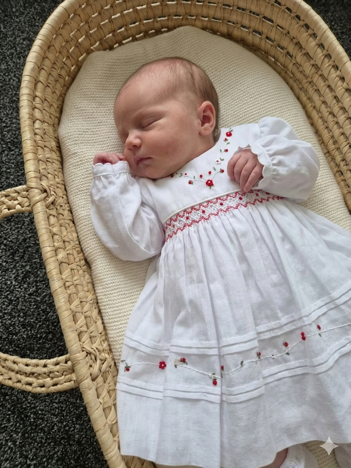 Sarah Louise Baby White And Red Smocked Dress 011273