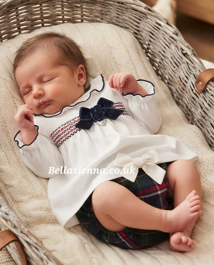 Mayoral Baby Girls Smocked Blouse & Tartan Jam Pants Set - 2213