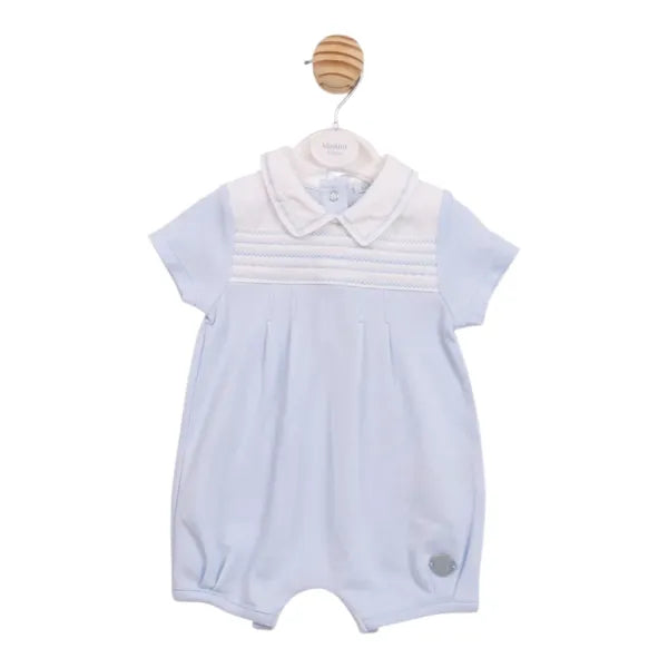 Mintini baby Boys Blue & White Classic Romper - MB6881