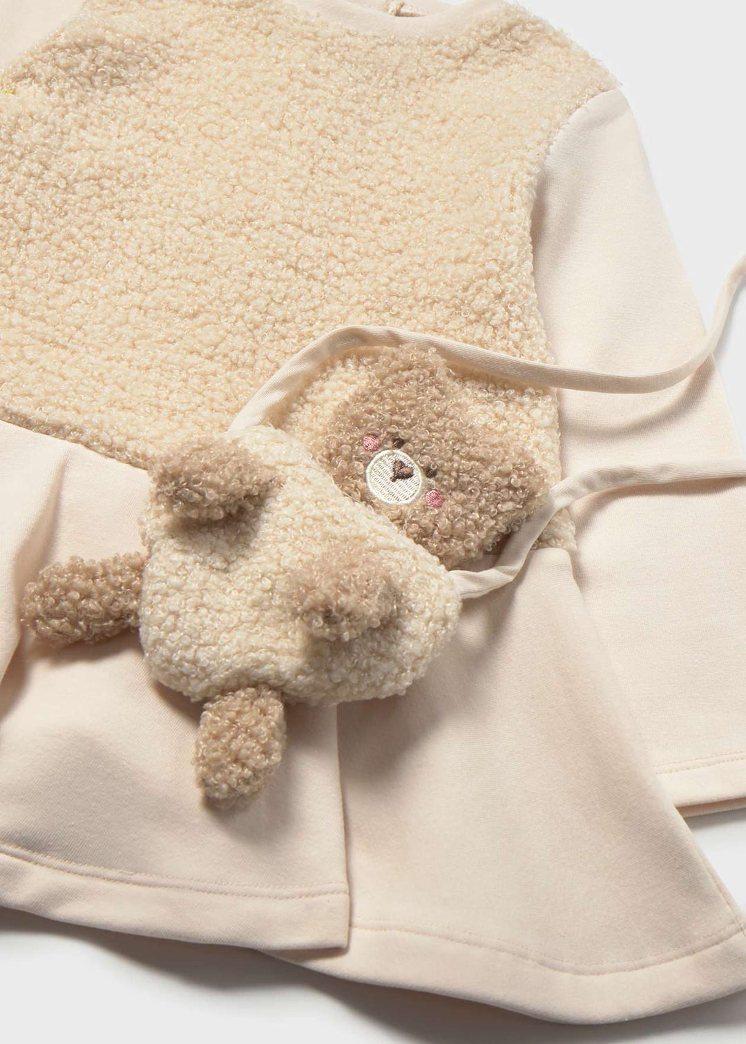 Mayoral Girls Dress With Matching Baby Bear Handbag - 2904 - Tofu