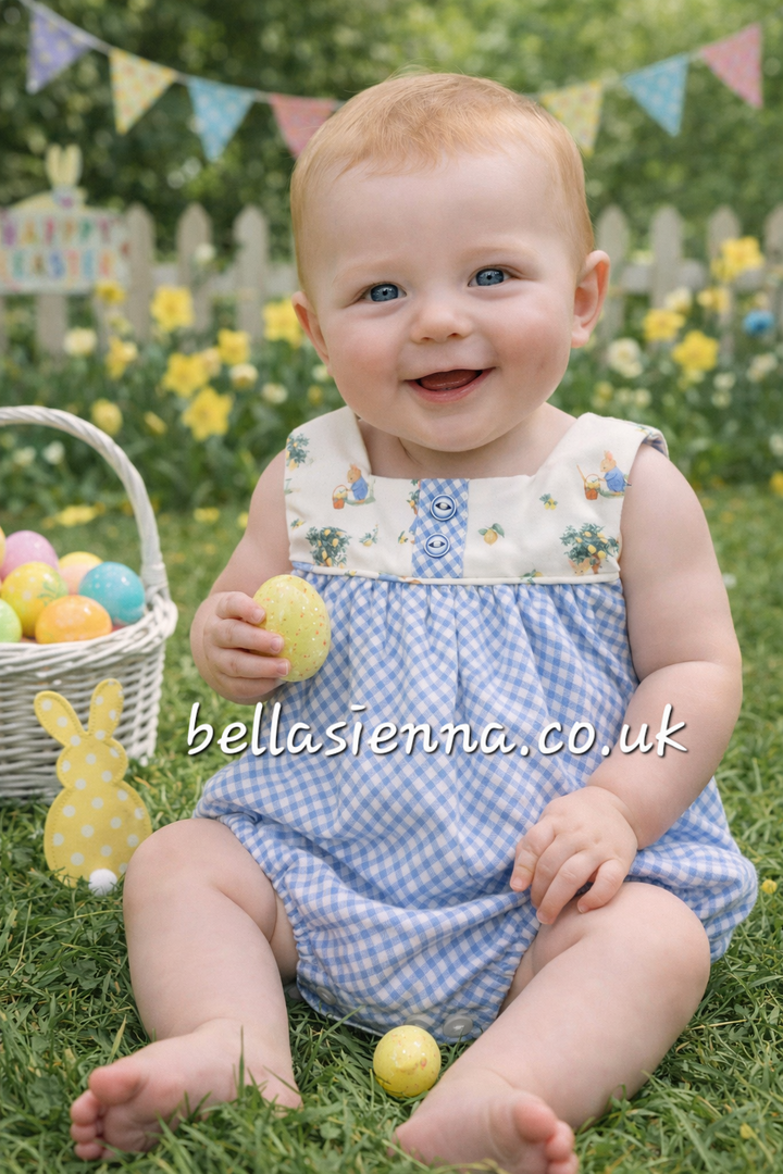 Miranda Baby Boys Blue Bunny Rabbit Romper - 0026