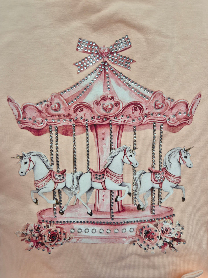 Pink Sparkle "Carousel" Anglaise Leggings Set - YG27