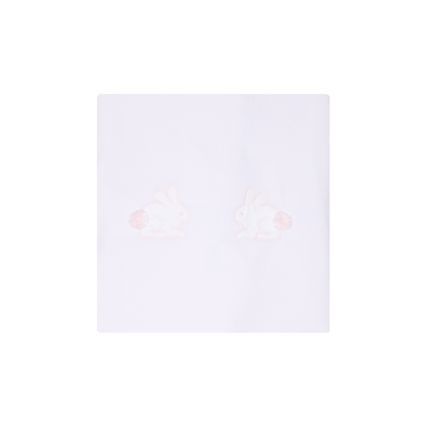 Deolinda Baby Girls White & Pink Velour Blanket With Embroidered Bunny Rabbits - DBI25M19