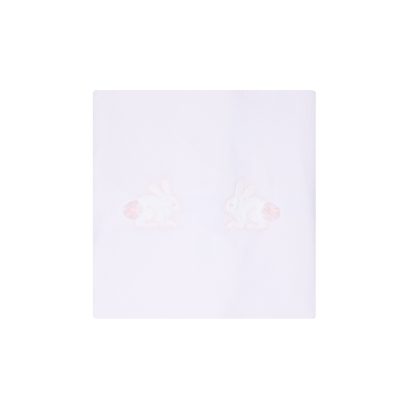 Deolinda Baby Girls White & Pink Velour Blanket With Embroidered Bunny Rabbits - DBI25M19