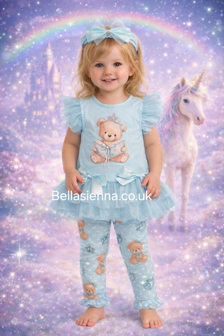 Diamond Stone Girls Mint Green "Teddy" Leggings Set With Matching Headband YG-44